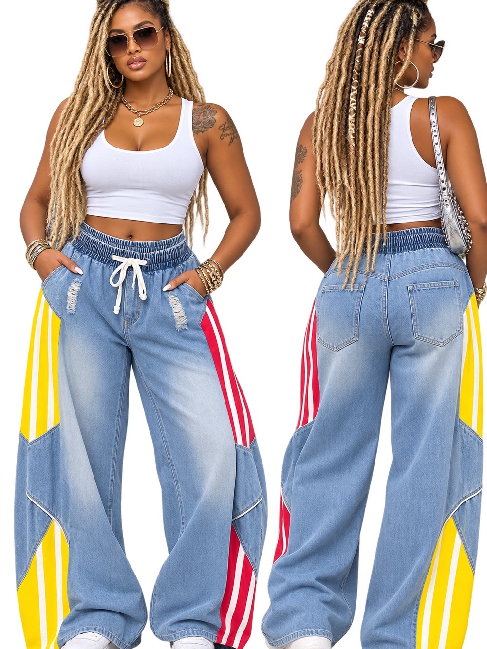 Women's Light Blue Denim Wide-Leg Jeans size  XL inseam 30